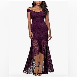 Dolecci Women’s Vintage Off the Shoulder Floral Lace Evening Dress